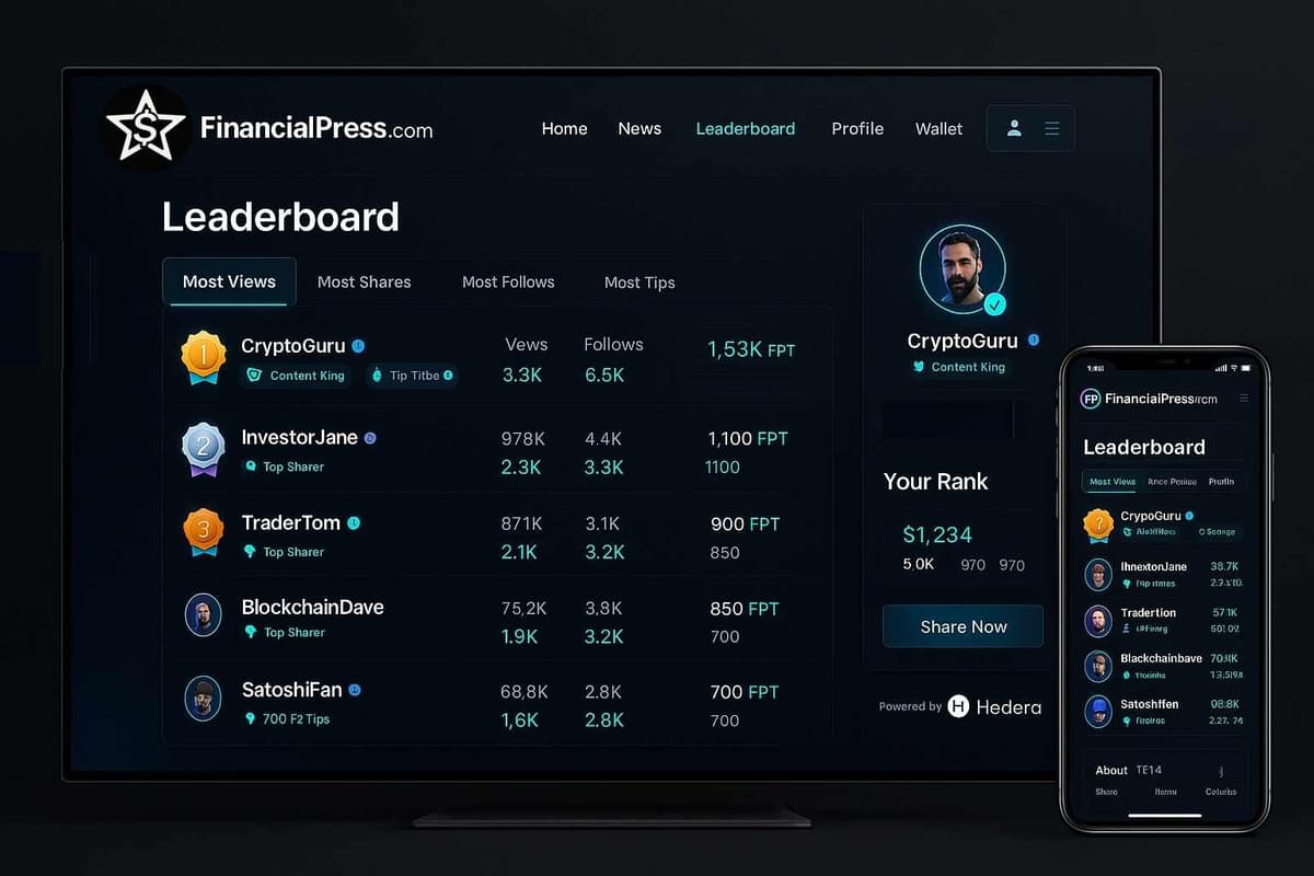 FinancialPress Community Leaderboard with Crypto Rewards